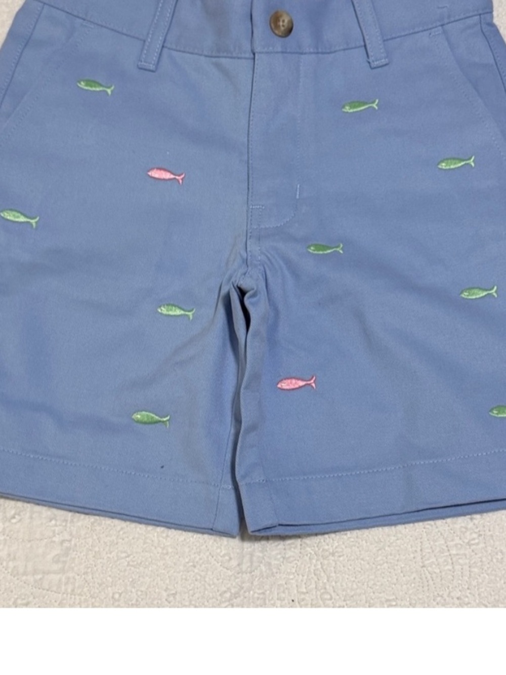 The Beaufort Bonnet Company Light Blue Fish-Embroidered Shorts